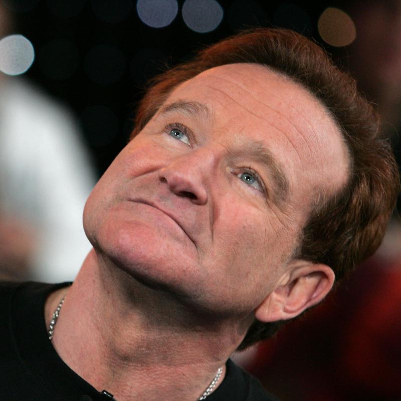 Actor Robin Williams looks upward in this photo from 2006